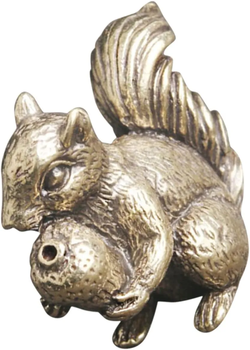 Squirrel Statue Desktop Squirrel Figurine Brass Squirrel Decor Retro Craft for Home