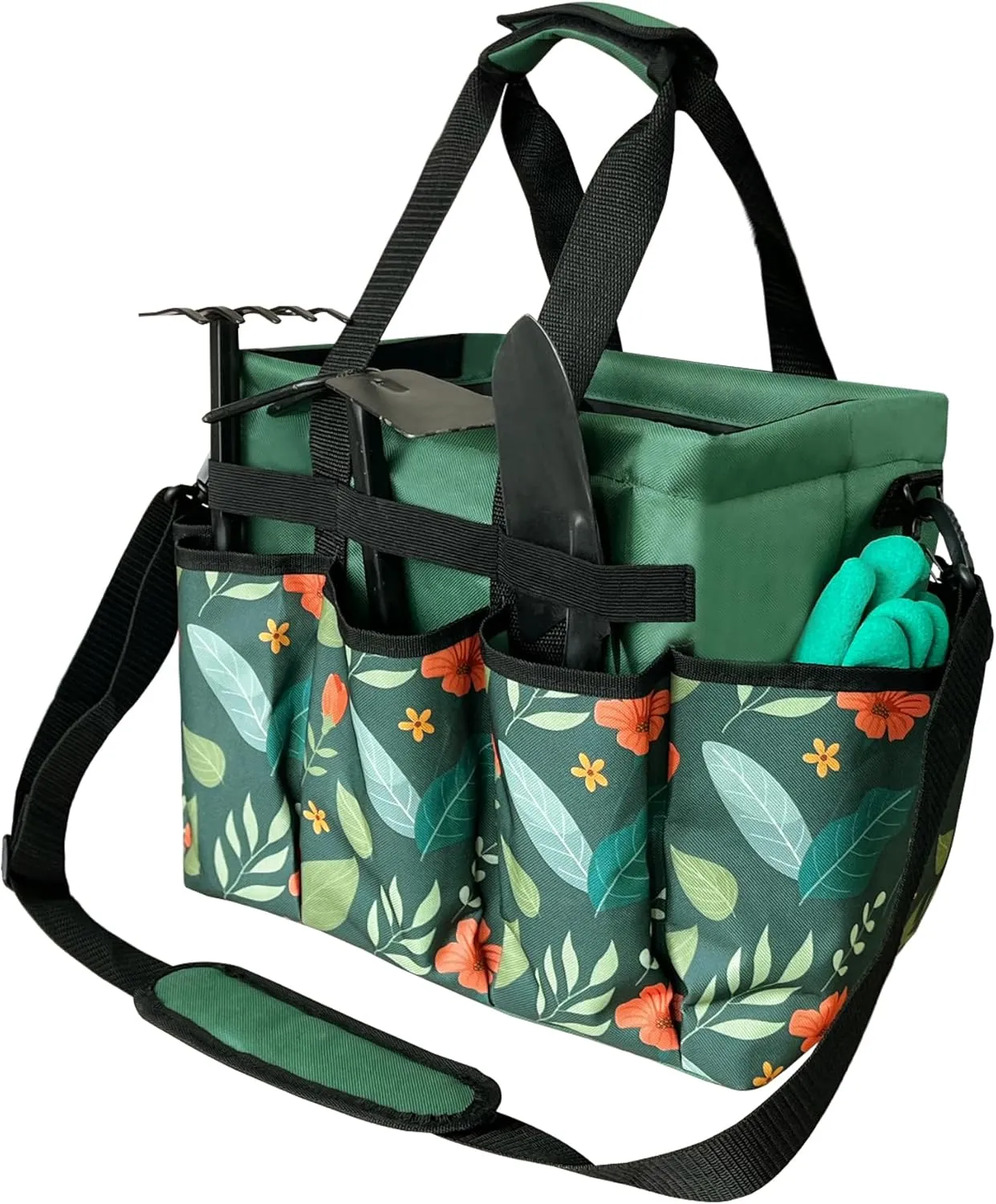Standable Garden Tool Bag, Oxford Garden Tote Storage Bag, Portable Garden Tool Organizer Bag with Adjustable Shoulder Strap