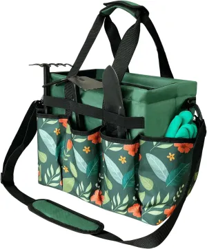 Standable Garden Tool Bag, Oxford Garden Tote Storage Bag, Portable Garden Tool Organizer Bag with Adjustable Shoulder Strap