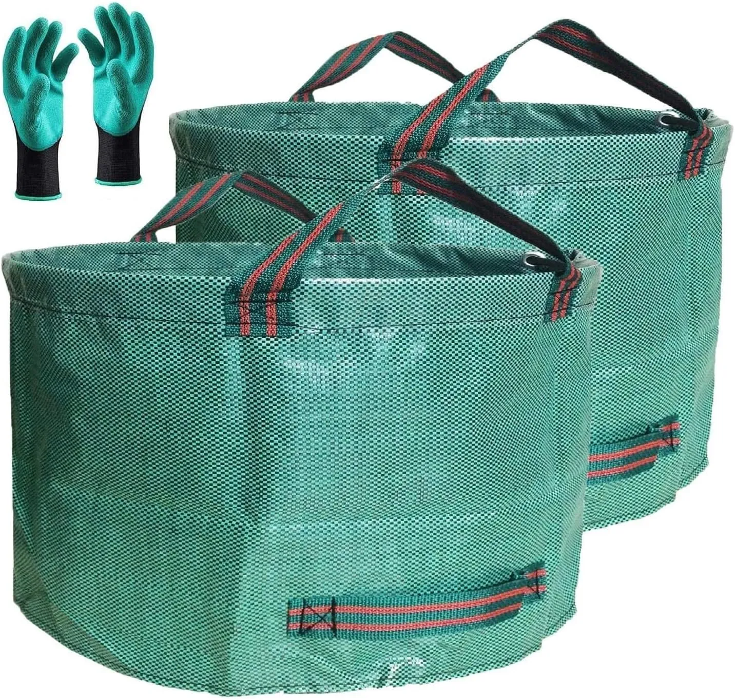 Standard 2-Pack 46 Gallon Yard Garden Bags (D26, H19 inch) with Gloves for Yard Waste Bags,Lawn Debris,Weeds Bag,Recycle Bin,Laundry Container,Camping Waste Bin,Lawn Grass Clippings,Leaf Bag 4 Handles