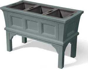 Step2 Atherton Raised Planter Box, Large Planters for Outdoor Plants, Gardening and Flower Pot for Patio or Porch, Easy Drainage, Durable Plastic, Sage Gray