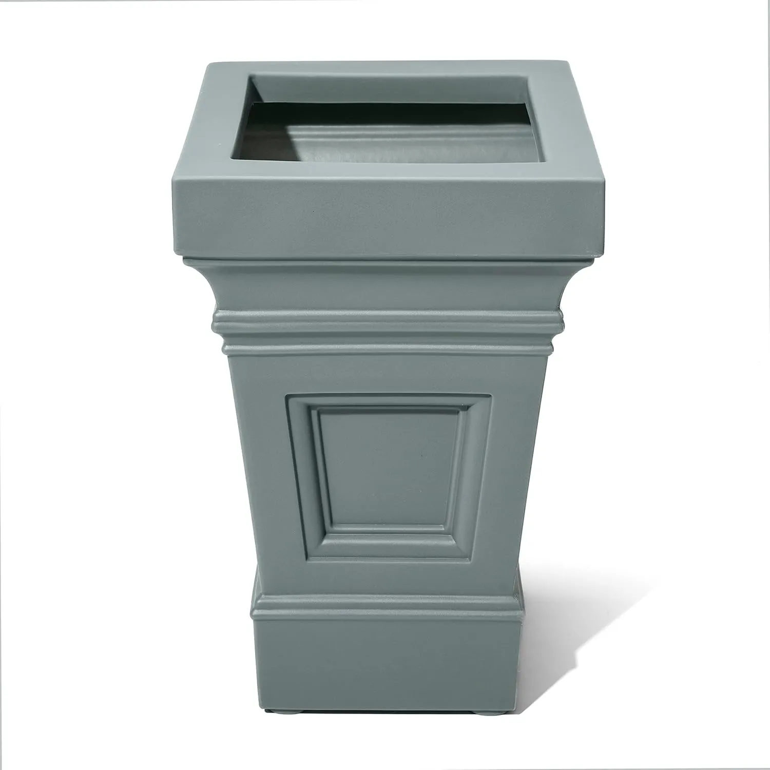 Step2 Atherton Square Planter, Large Planters for Outdoor Plants, Gardening and Flower Pot for Patio or Porch, Efficient Drainage, Durable Plastic, Sage Gray, 2-Pack