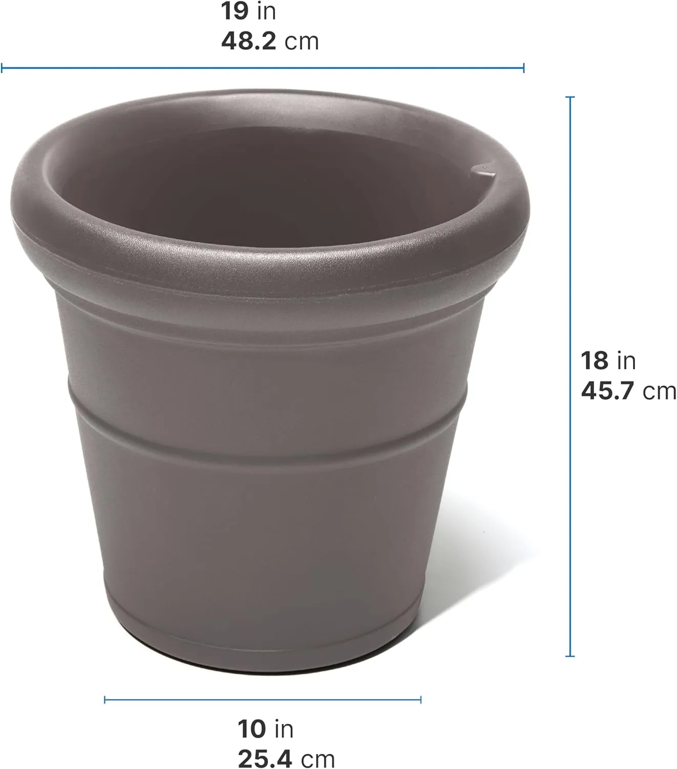 Step2 Claremont Tall Round Planter, Large Planters for Outdoor Plants, Gardening and Flower Pot for Patio or Porch, Efficient Drainage, Durable Plastic, Dark Cedar, 2-Pack