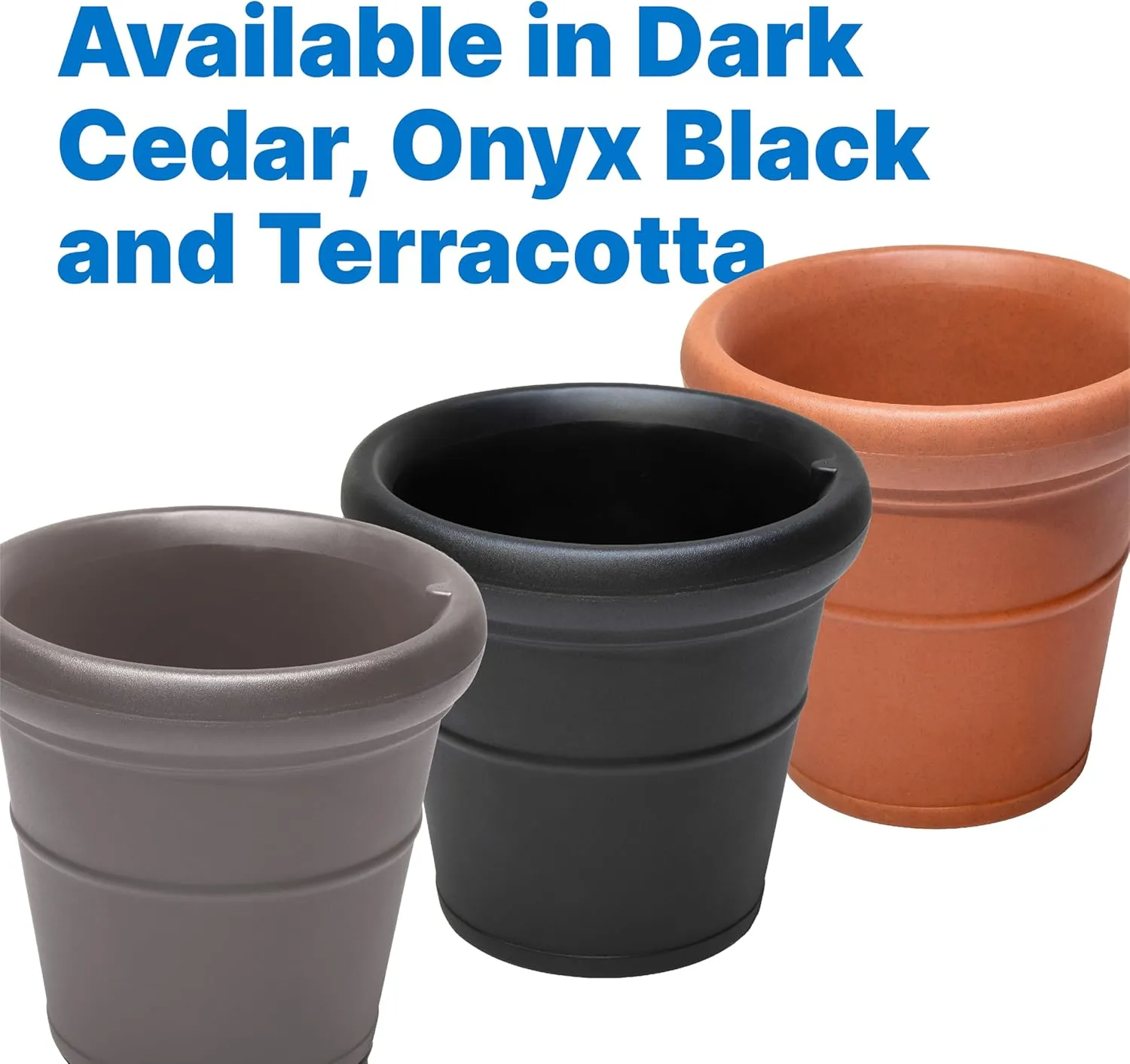 Step2 Claremont Tall Round Planter, Large Planters for Outdoor Plants, Gardening and Flower Pot for Patio or Porch, Efficient Drainage, Durable Plastic, Dark Cedar, 2-Pack