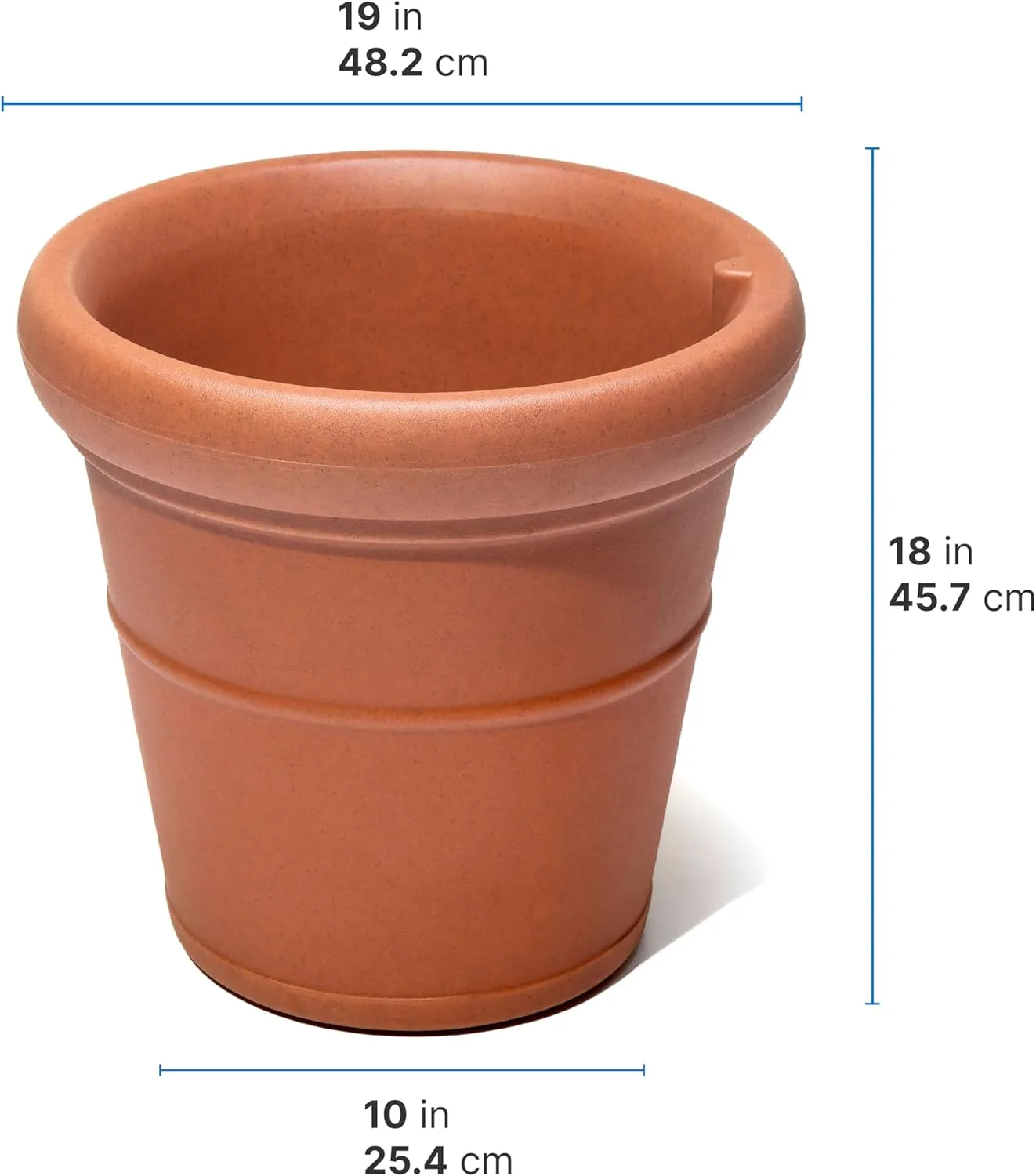 Step2 Claremont Tall Round Planter, Large Planters for Outdoor Plants, Gardening and Flower Pot for Patio or Porch, Efficient Drainage, Durable Plastic, Terracotta, 2-Pack