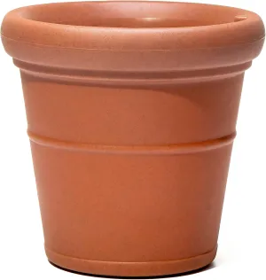 Step2 Claremont Tall Round Planter, Large Planters for Outdoor Plants, Gardening and Flower Pot for Patio or Porch, Efficient Drainage, Durable Plastic, Terracotta, 2-Pack