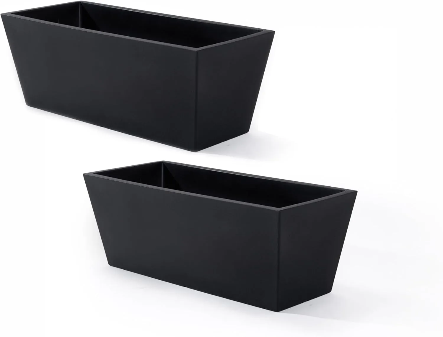 Step2 Tremont Trough Planter, Large Planters for Outdoor Plants, Gardening and Flower Pot for Patio or Porch, Efficient Drainage, Durable Plastic, Black, 2-Pack