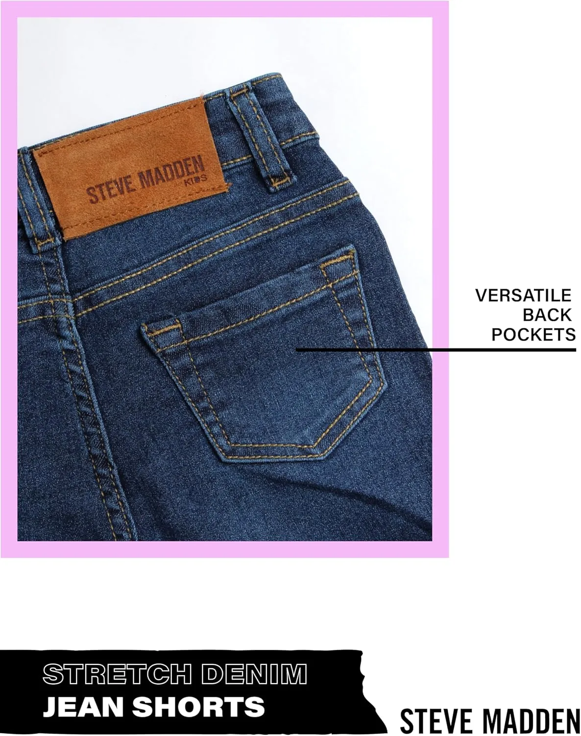 Steve Madden Girls' Shorts - Stretch Denim Jean Shorts - 5 Pocket Jean Shorts for Girls (4-16)