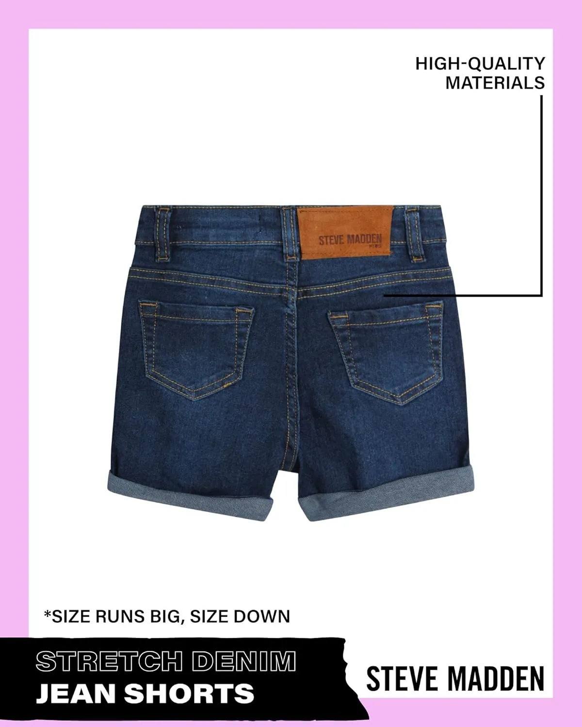 Steve Madden Girls' Shorts - Stretch Denim Jean Shorts - 5 Pocket Jean Shorts for Girls (4-16)