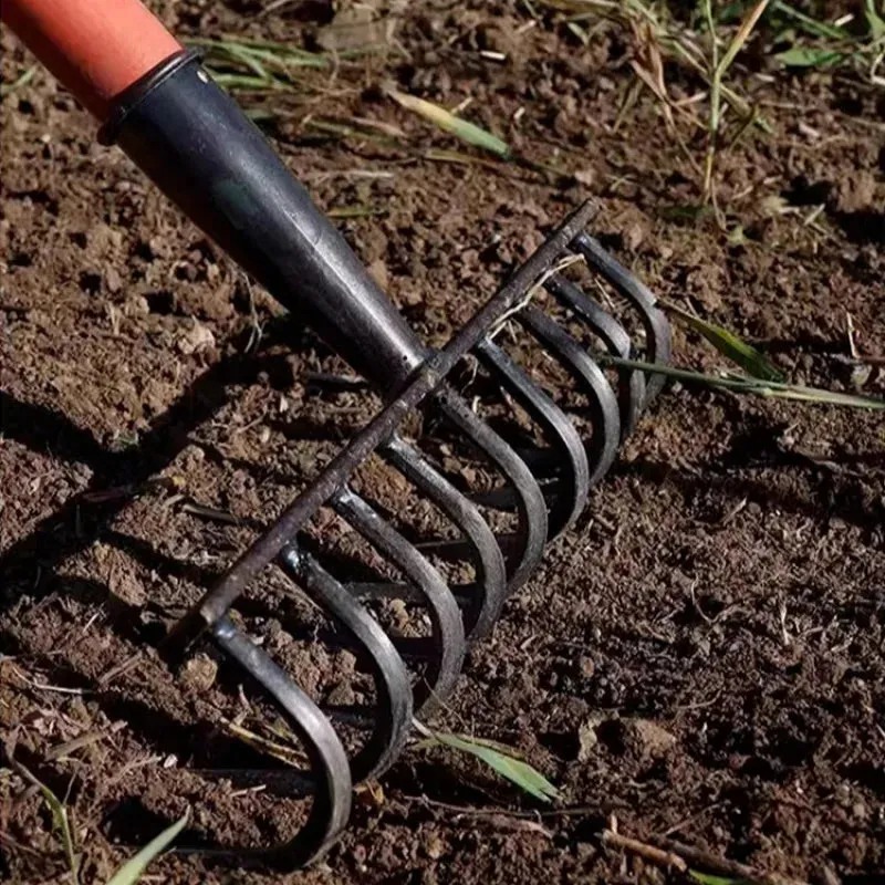 Strong and durable ninetooth rake manganese steel multifunctional garden tool