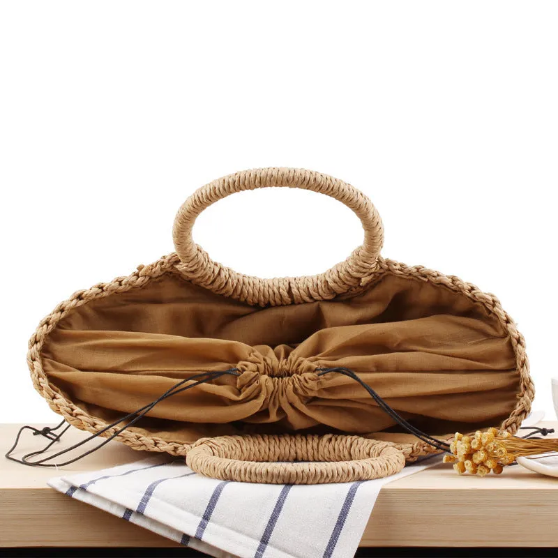 Style Simple Hand Carrying Straw Solid Color Handbags