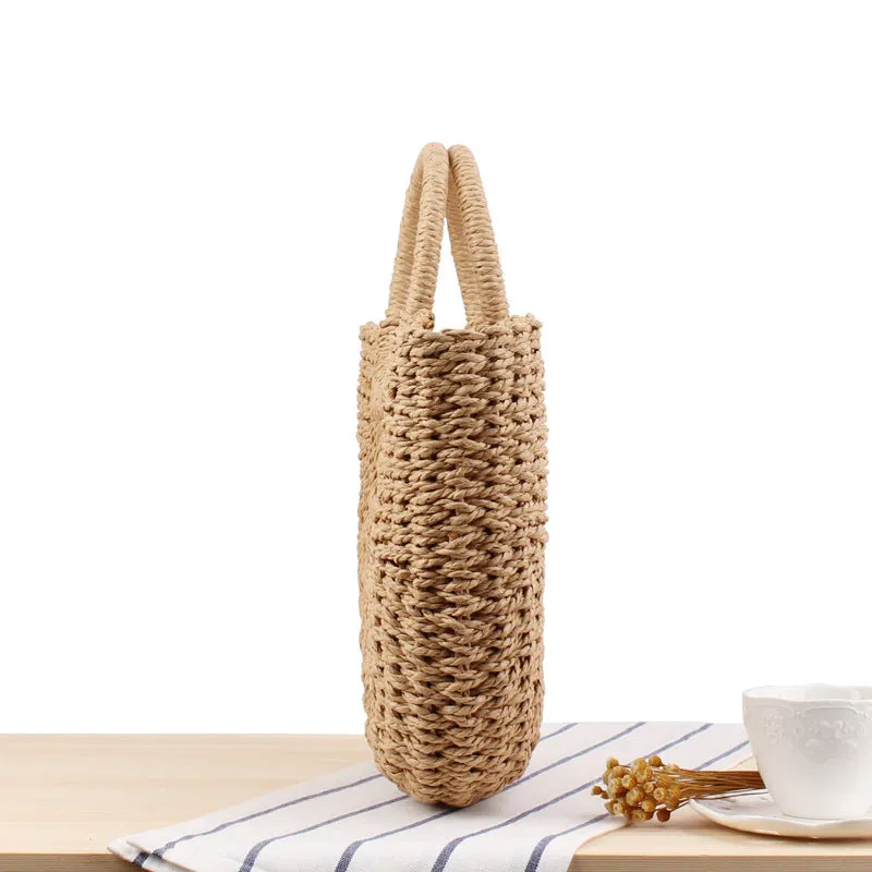 Style Simple Hand Carrying Straw Solid Color Handbags