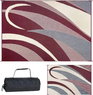 Stylish Camping GA5 Burgundy/Black 8-Feet x 12-Feet Graphic Reversible Mat