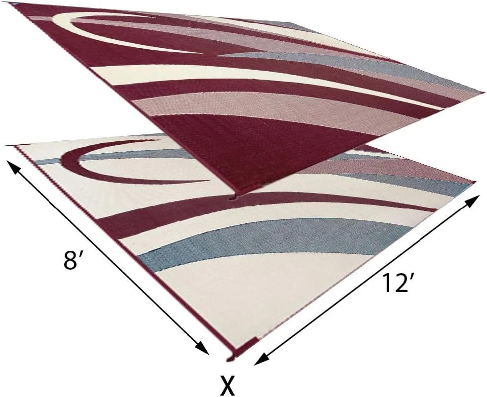 Stylish Camping GA5 Burgundy/Black 8-Feet x 12-Feet Graphic Reversible Mat