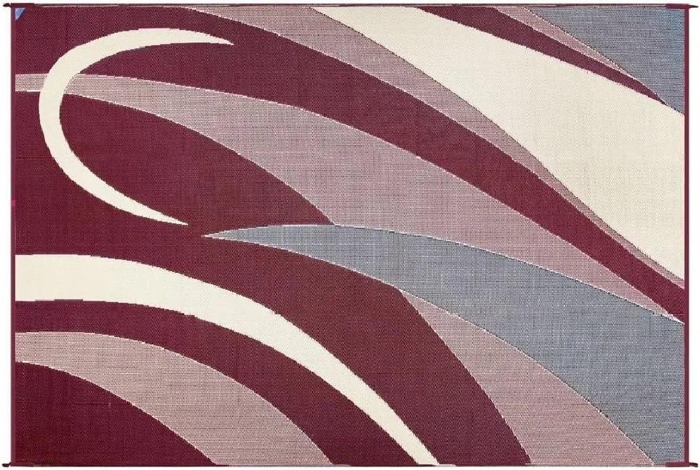 Stylish Camping GA5 Burgundy/Black 8-Feet x 12-Feet Graphic Reversible Mat