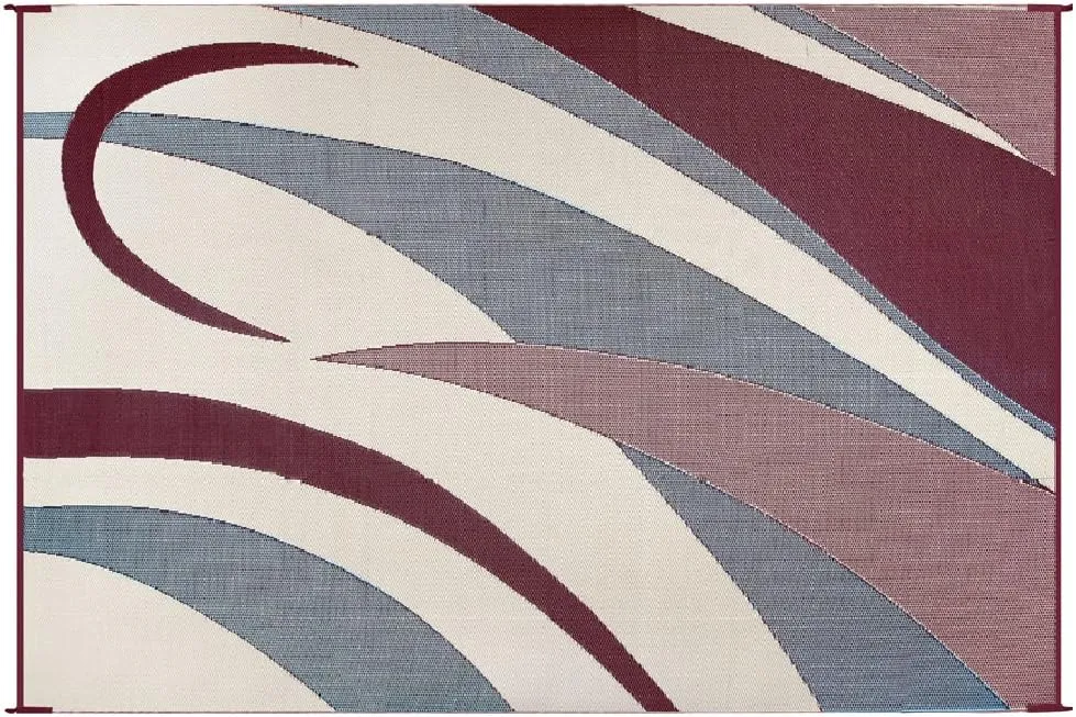 Stylish Camping GA5 Burgundy/Black 8-Feet x 12-Feet Graphic Reversible Mat