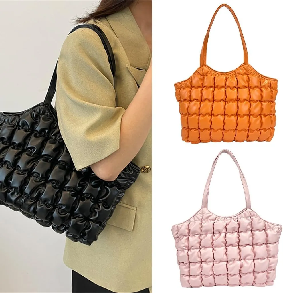 Stylish PU Commuters Shoulder Bag Vintage Diamonds Quilted Handbag Lightweight Bag for Students & Professionals