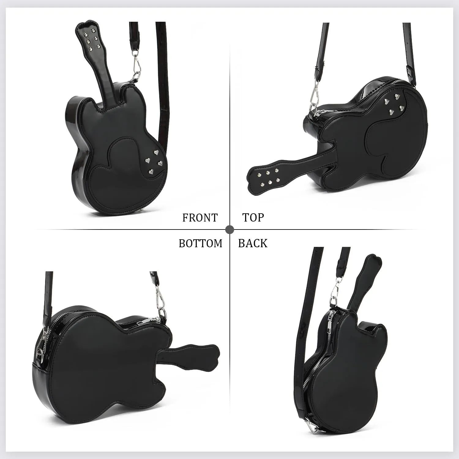 SUKUTU Women Guitar Shaped Shoulder Bag Creative Music Sparkly Leather Novelty Crossbody Bags Handbag