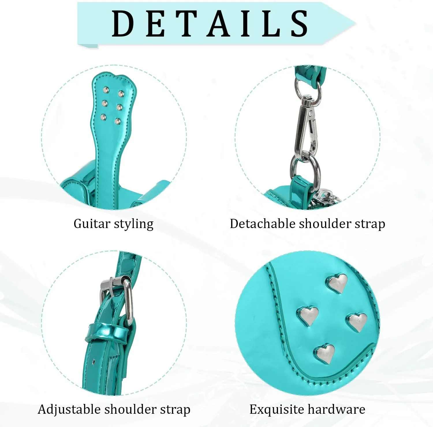 SUKUTU Women Guitar Shaped Shoulder Bag Creative Music Sparkly Leather Novelty Crossbody Bags Handbag