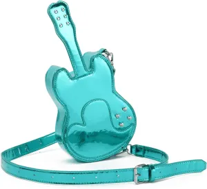 SUKUTU Women Guitar Shaped Shoulder Bag Creative Music Sparkly Leather Novelty Crossbody Bags Handbag