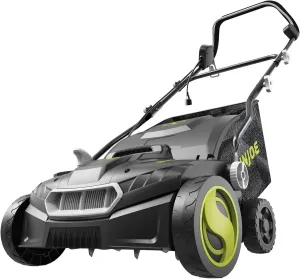 Sun Joe Electric Battery Powered Lawn Dethatcher & Scarifier w/ 13.2-Gal Bag, 15 Amp, 15 Inch, Black/Green - Heavy Duty Gardening Machine and Equipment for Lawn, Yard, and Grass