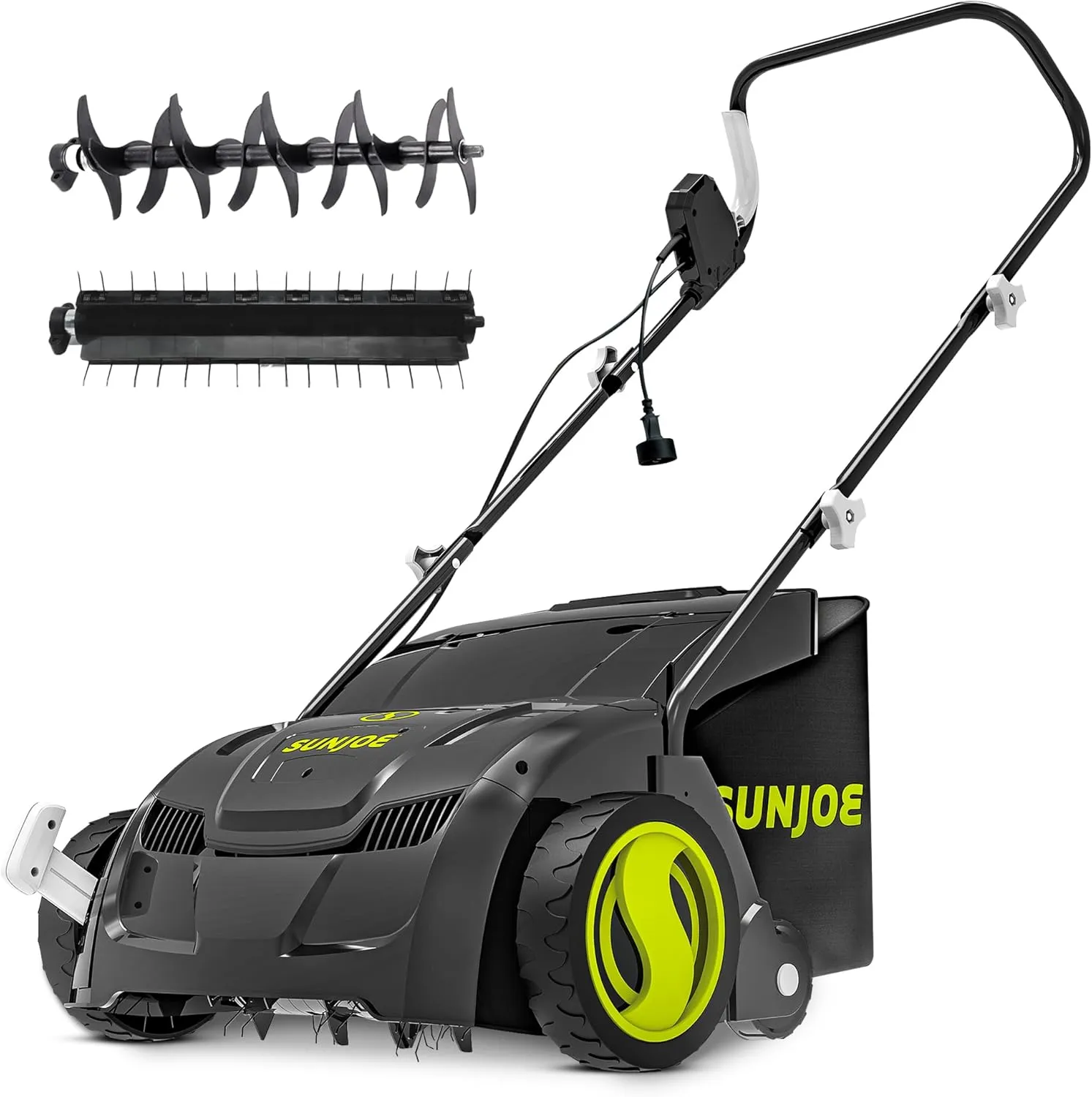 Sun Joe Electric Lawn Dethatcher & Scarifier with 8-Gal Bag, 12 Amp, 13 Inch, Black - Heavy Duty Gardening Machine and Equipment for Lawn, Yard, and Grass