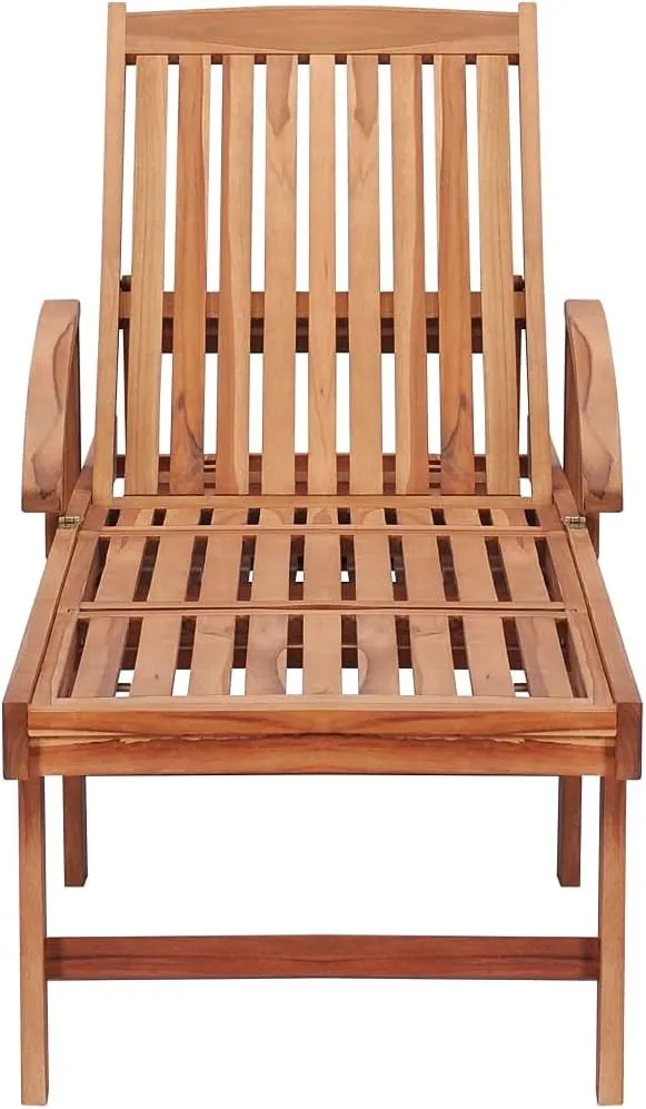 Sun Lounger with Anthracite Cushion Solid Teak Woodpatio Recliner Camping Chairs Tanning chairSuitable for Garden Courtyard
