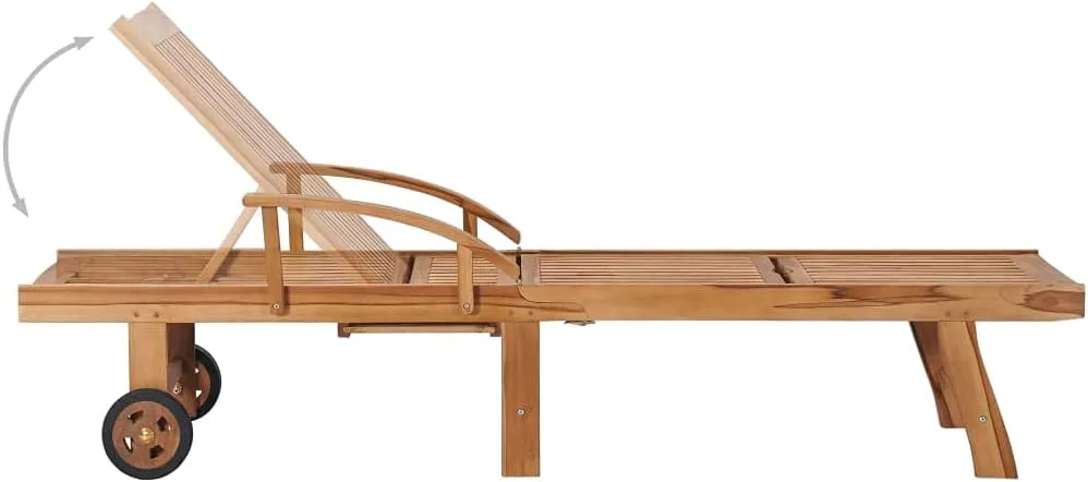 Sun Lounger with Anthracite Cushion Solid Teak Woodpatio Recliner Camping Chairs Tanning chairSuitable for Garden Courtyard