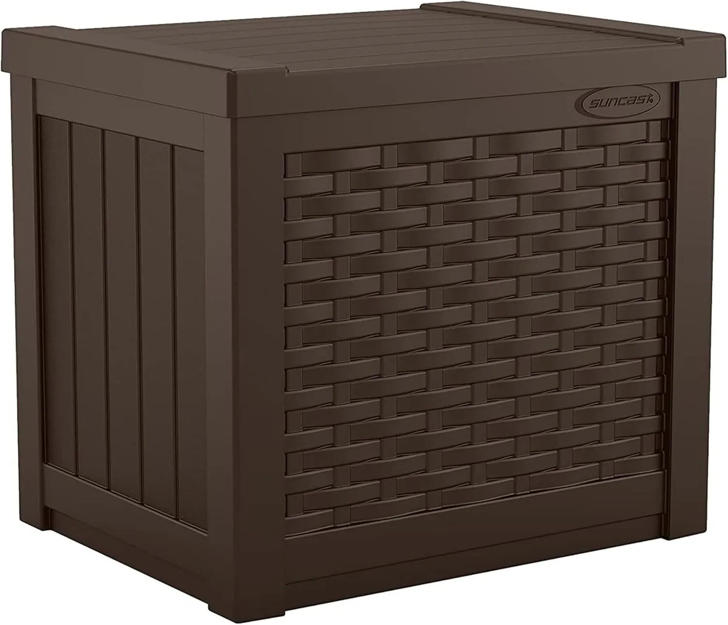 Suncast 2 Pack 22-Gallon Small Deck Box - Lightweight Resin Storage Container and Seat for Patio Cushions and Gardening Tools - Store Items on Patio, Garage, 22.5"L x 17"W x 22.5"H, Yard - Java Brown