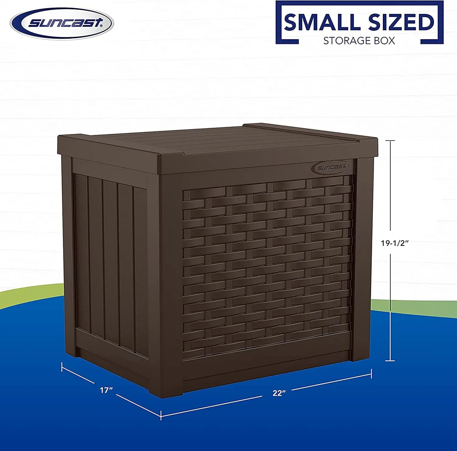 Suncast 2 Pack 22-Gallon Small Deck Box - Lightweight Resin Storage Container and Seat for Patio Cushions and Gardening Tools - Store Items on Patio, Garage, 22.5"L x 17"W x 22.5"H, Yard - Java Brown