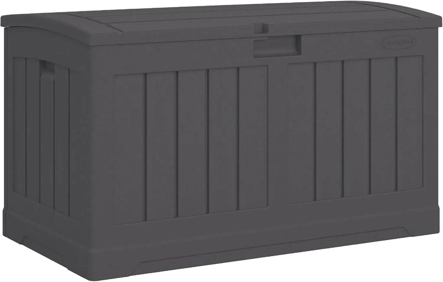 Suncast 50 Gallon Medium Capacity All Weather Construction Resin Outdoor Storage Deck Box with Arched Lid for Patio, Garden, or Pool, Peppercorn