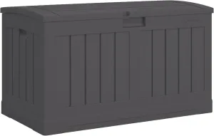 Suncast 50 Gallon Medium Capacity All Weather Construction Resin Outdoor Storage Deck Box with Arched Lid for Patio, Garden, or Pool, Peppercorn