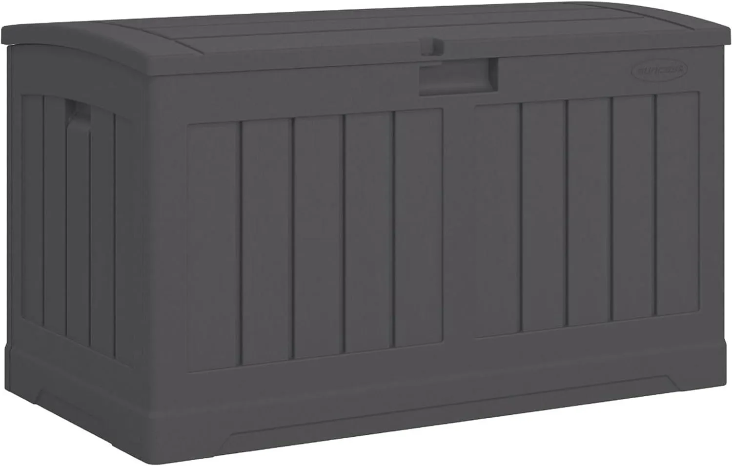Suncast 50 Gallon Medium Capacity All Weather Construction Resin Outdoor Storage Deck Box with Arched Lid for Patio, Garden, or Pool, Peppercorn