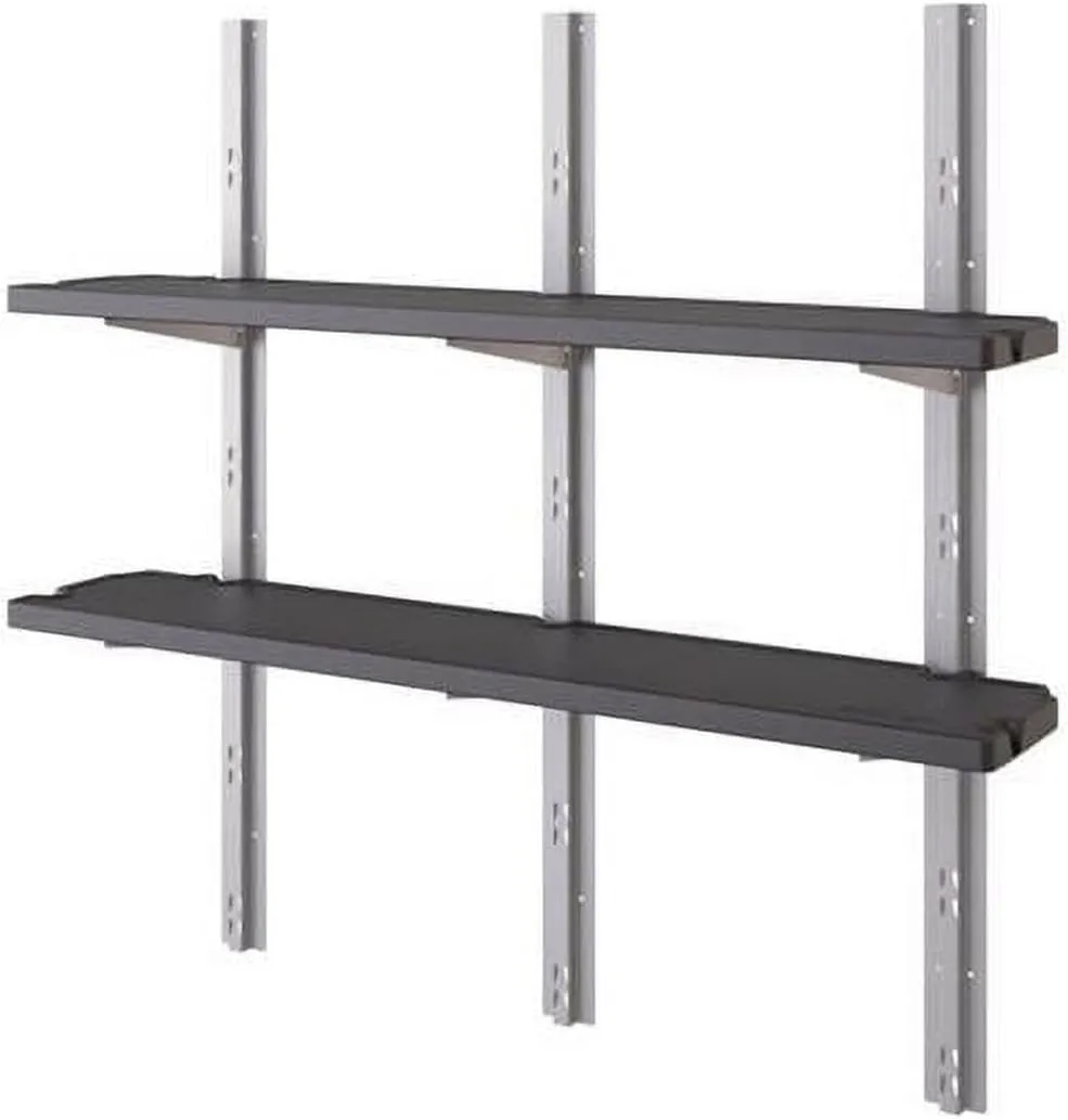 Suncast Storage Shed Shelf Kit, Set of 2 Space-Saving Adjustable Shelves for Outdoor Storage Sheds, 50" W x 11.25" D x 46.75" H, Black