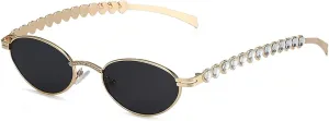 Sunglasses Stylish Oval Sun Glasses Vintage Round Black Shades Men Diamond Luxury Eyewear