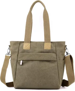 Sunshinejing Women's Canvas Tote Bag Top Handle Handbag Work Totes Purse Shoulder Crossbody Bag