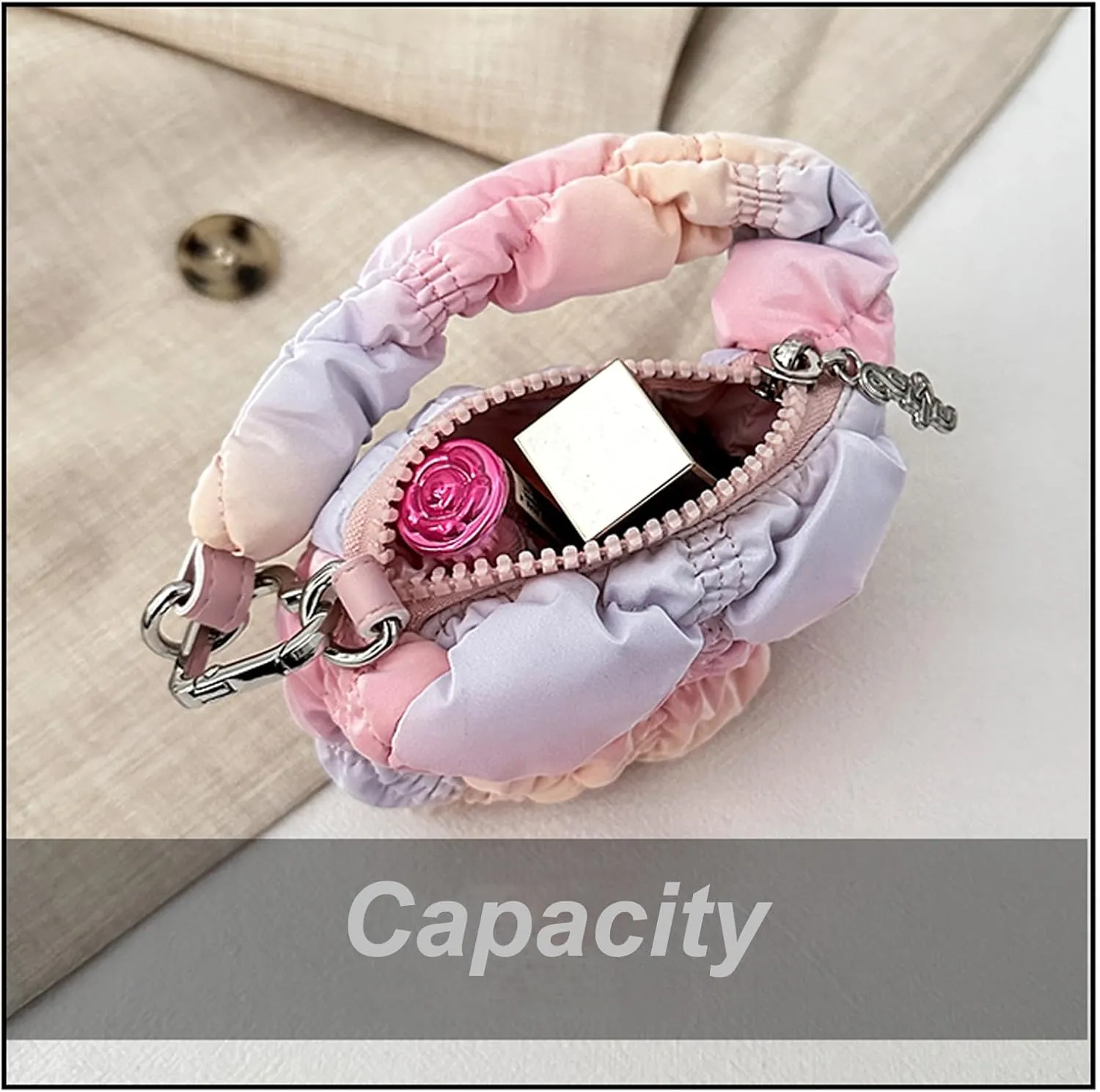 Super Mini Quilted Bag Puffer Wristlet Clutch Purse Nylon Padded Women's Handbags Evening Bag Charm Lipstick bag