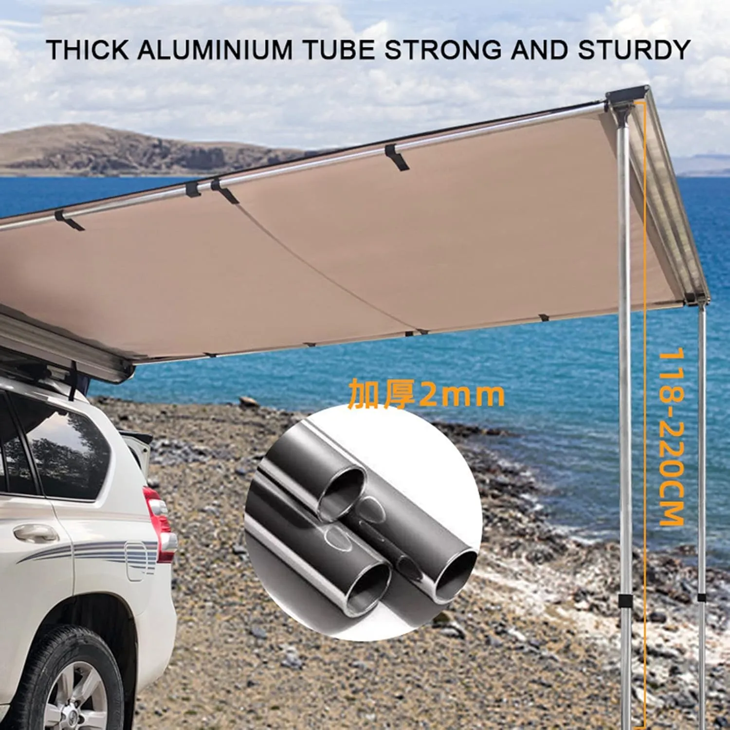 SUV Tent for Camping, Car Tent, Waterproof Car Side Awning Sun Shelter, Portable Car Awning Camping Tarp with Adjustable Tarp Poles for for SUV, Camping, Outdoor
