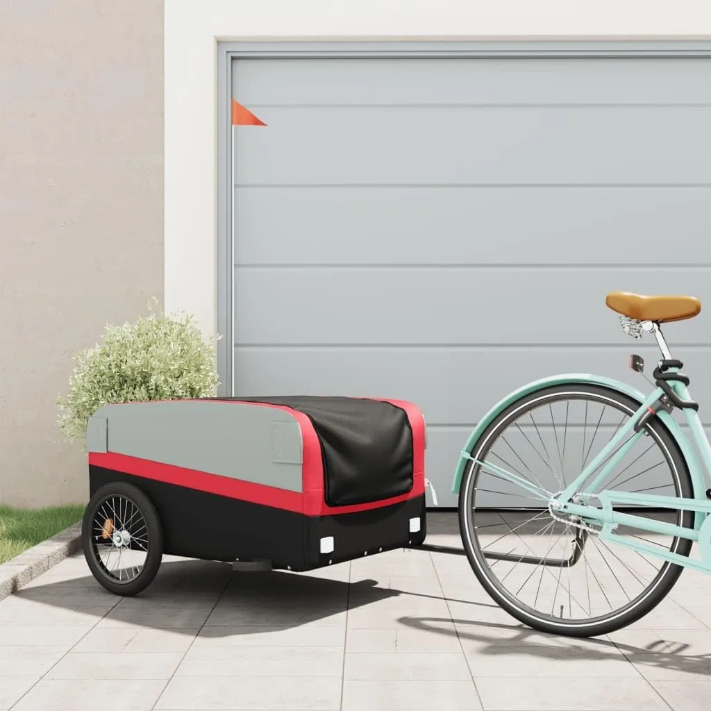 SVRCK Sturdy Bike Trailer for Reliable Transport, High Load Capacity of 99.2 lb, Durable Iron Design with Safety Flag, Black and Red