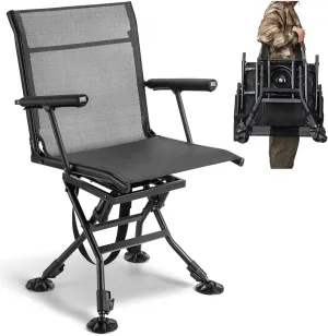 Swivel Hunting Chair for Blinds Hunting Blind Chair 360 Degree Silent Swivel Camping Chair Portable Hunting Seat Height Adjustable Foldable with Armrest