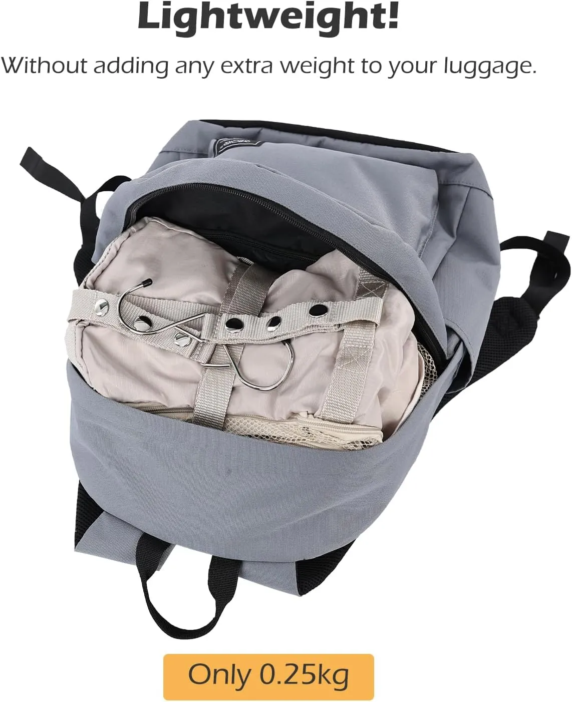 TABITORA Travel Luggage Organizer Hanging Packing Cubes Portable Hanging Shelves Carry on Closet for Suitcase with 2 Hooks,Collapsible(Gray,M)