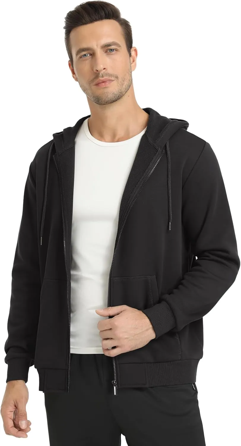 TACVASEN Mens Zip Up Hoodie Fleece Lined Hoodie Jacket Men Full Zip Sweatshirts Outdoor Thermal Athletic Hoodies