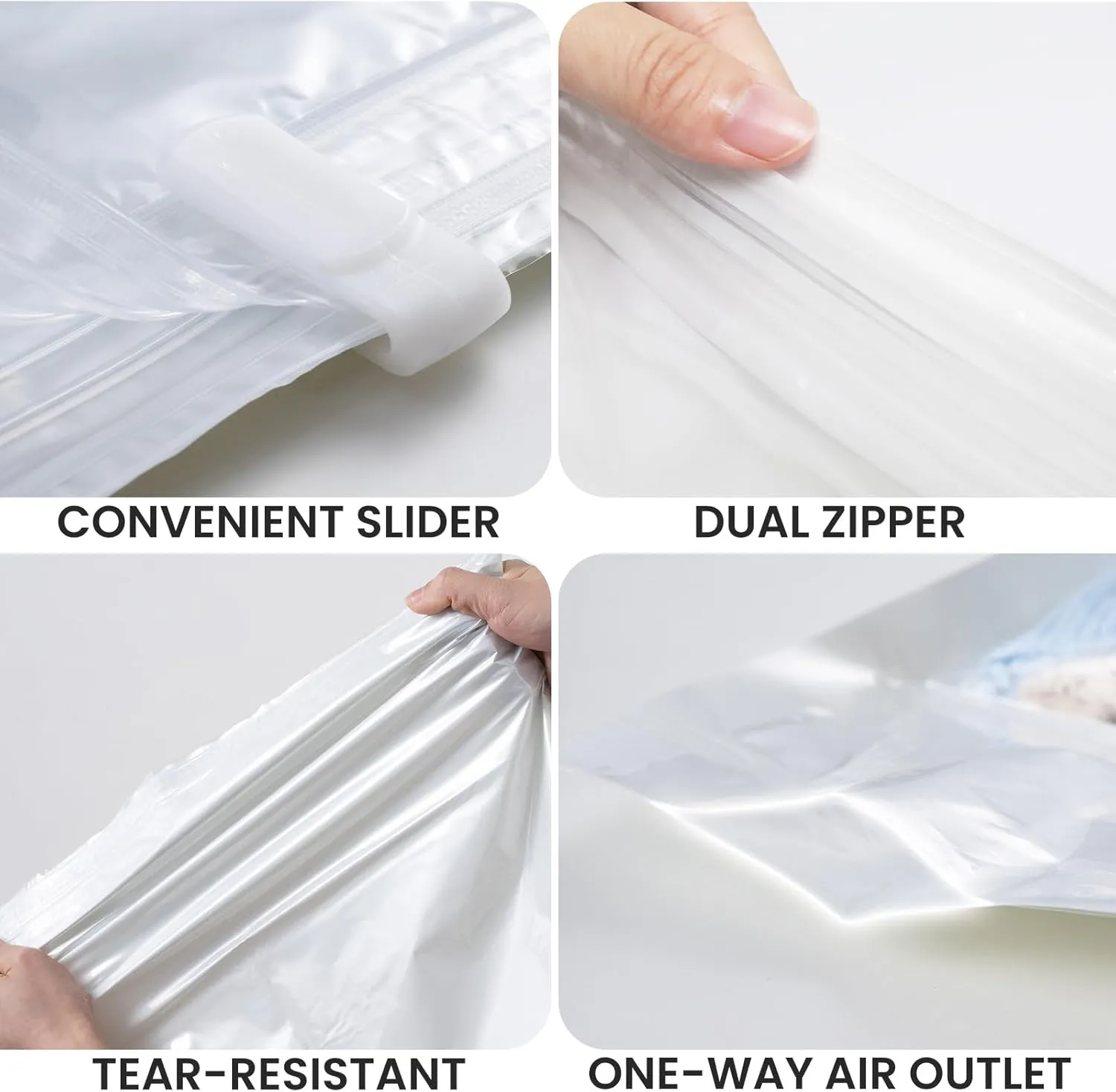 TAILI 10 Pack Travel Compression Bags, Roll Up Space Saver Bags (5 Large 5 Medium), No Vacuum Needed Packing for Luggage, Suitcase, Backpack, Travel Essentials, Cream