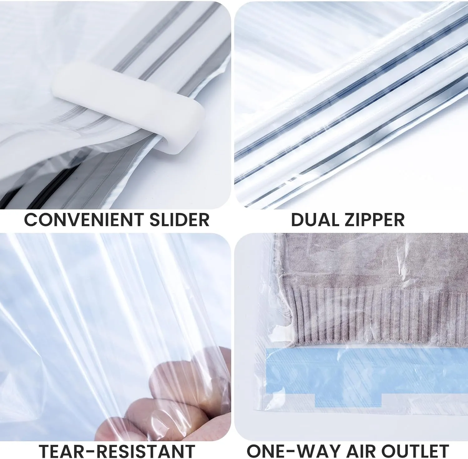 TAILI 12 Pack Travel Compression Bags, Roll Up Space Saver Bags (6 Large 6 Medium), No Vacuum Needed Reusable Packing for Luggage, Suitcase, Backpack, Travel Essentials, Blue Coastline