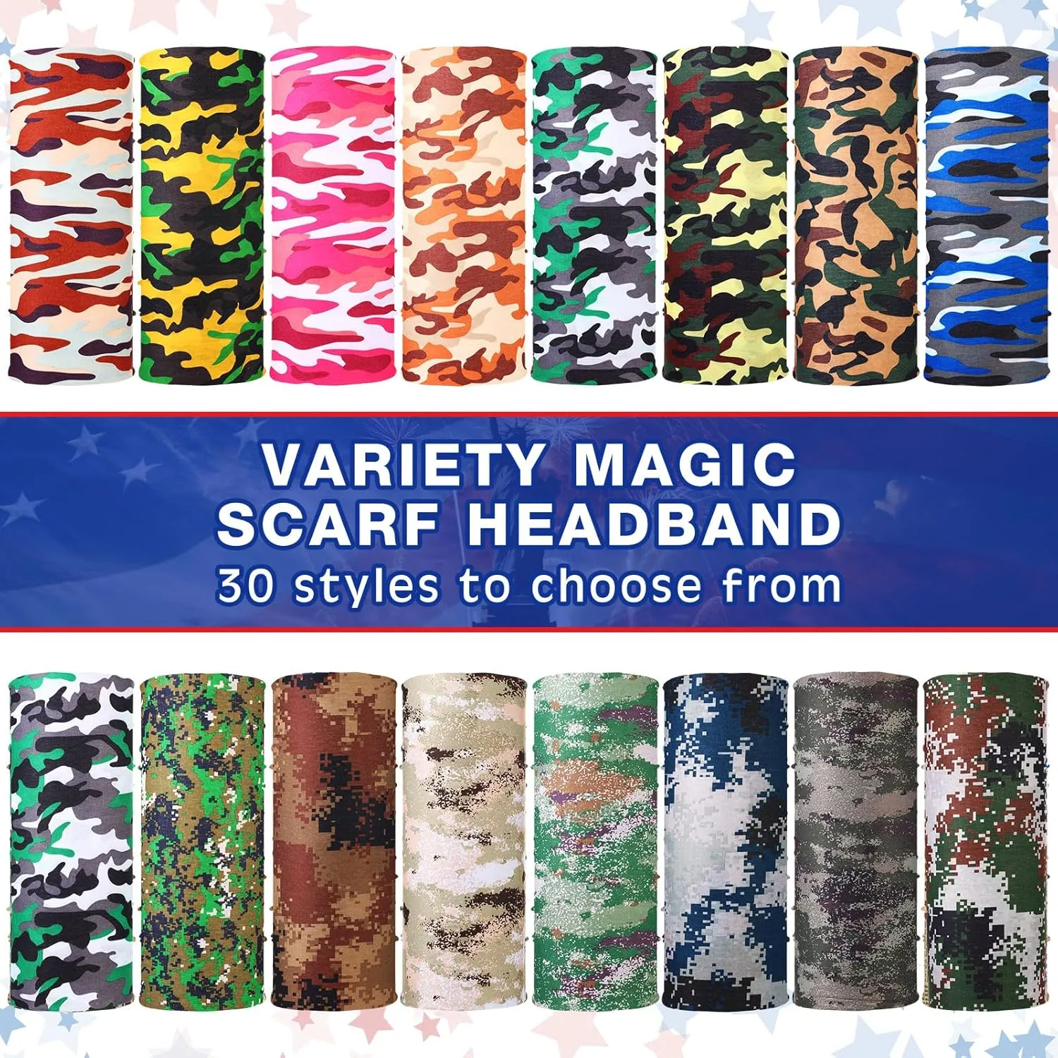 Tarpop 30 Pcs Neck Gaiters Scarf Elastic Wrap Headband Sweat Absorbing Bandana for Women Men Sports Yoga Running
