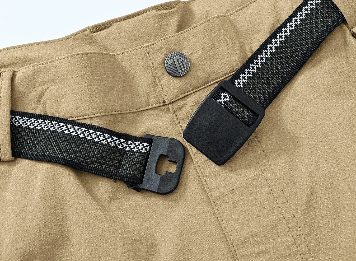 TBMPOY Men's Lightweight Hiking Pants with Belt 5 Zip Pockets Waterproof Quick-Dry Travel Fishing Work Outdoor Pants