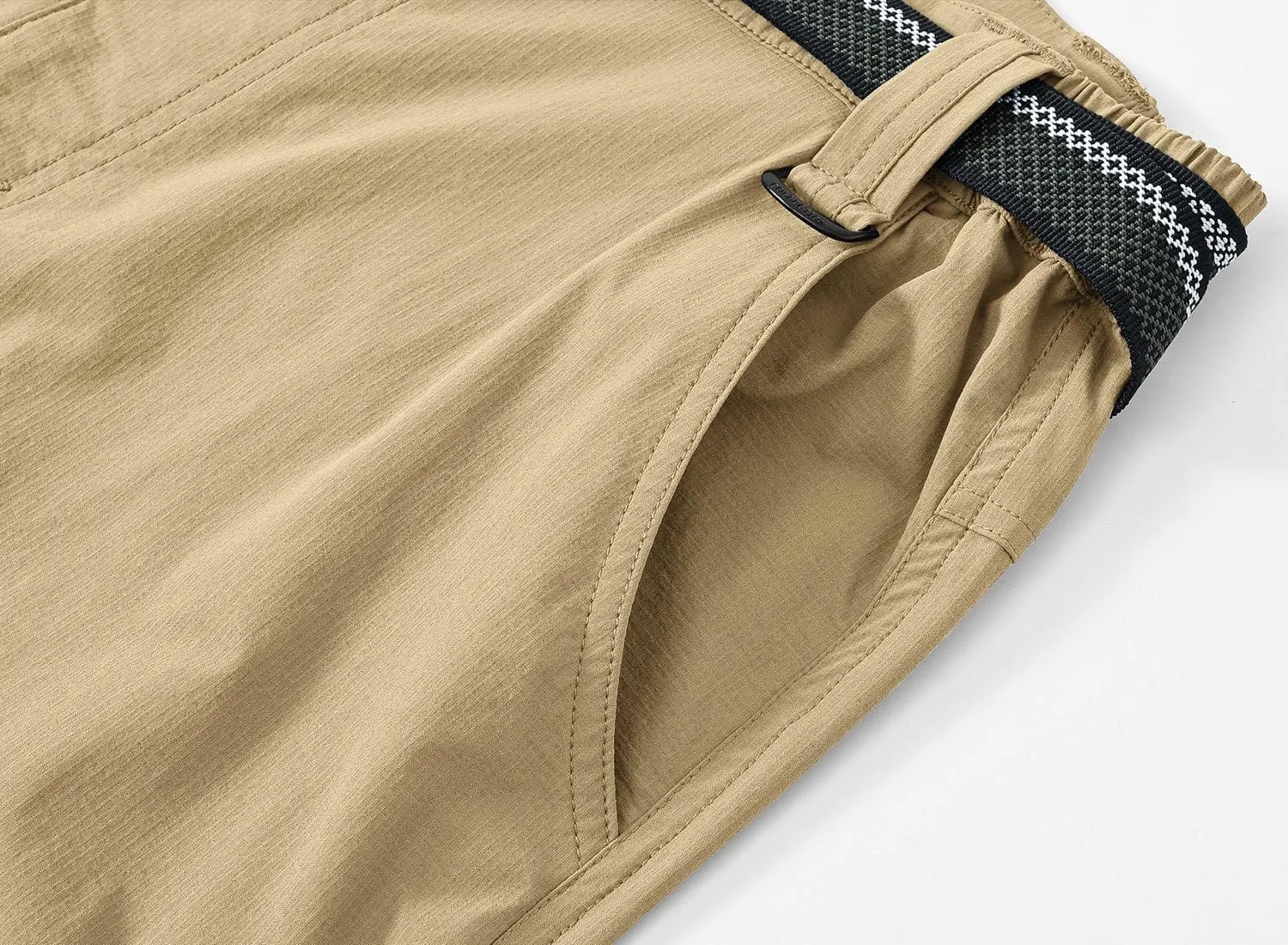 TBMPOY Men's Lightweight Hiking Pants with Belt 5 Zip Pockets Waterproof Quick-Dry Travel Fishing Work Outdoor Pants