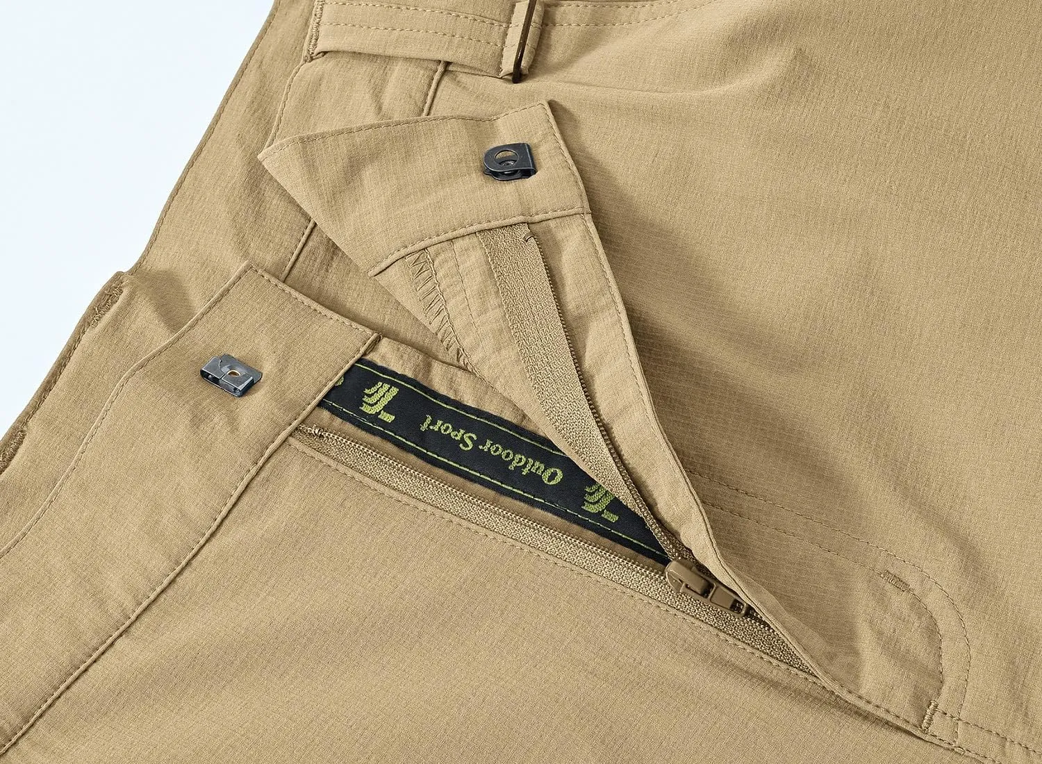 TBMPOY Men's Lightweight Hiking Pants with Belt 5 Zip Pockets Waterproof Quick-Dry Travel Fishing Work Outdoor Pants