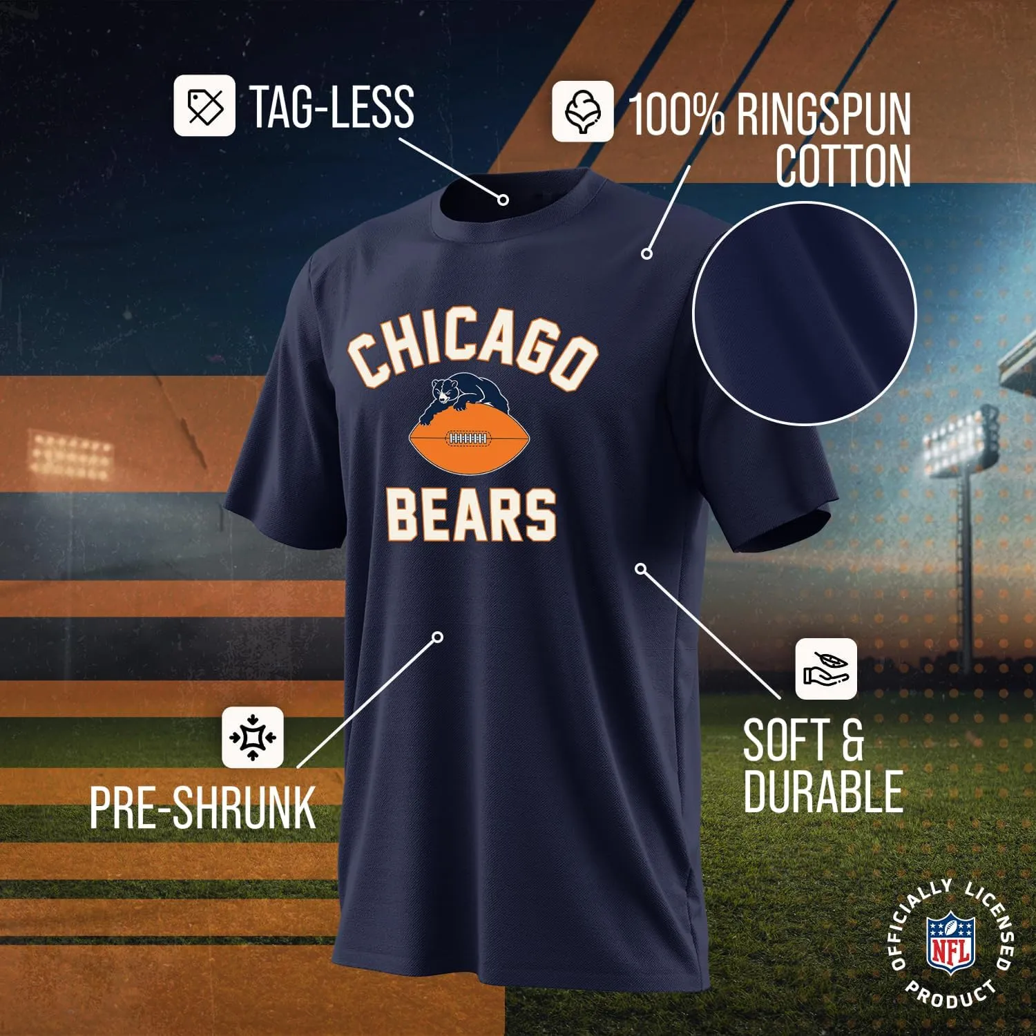 Team Fan Apparel NFL Adult Retro Gameday Unisex T-Shirt, Tag-Less Comfortable Football Apparel, Officially Licensed