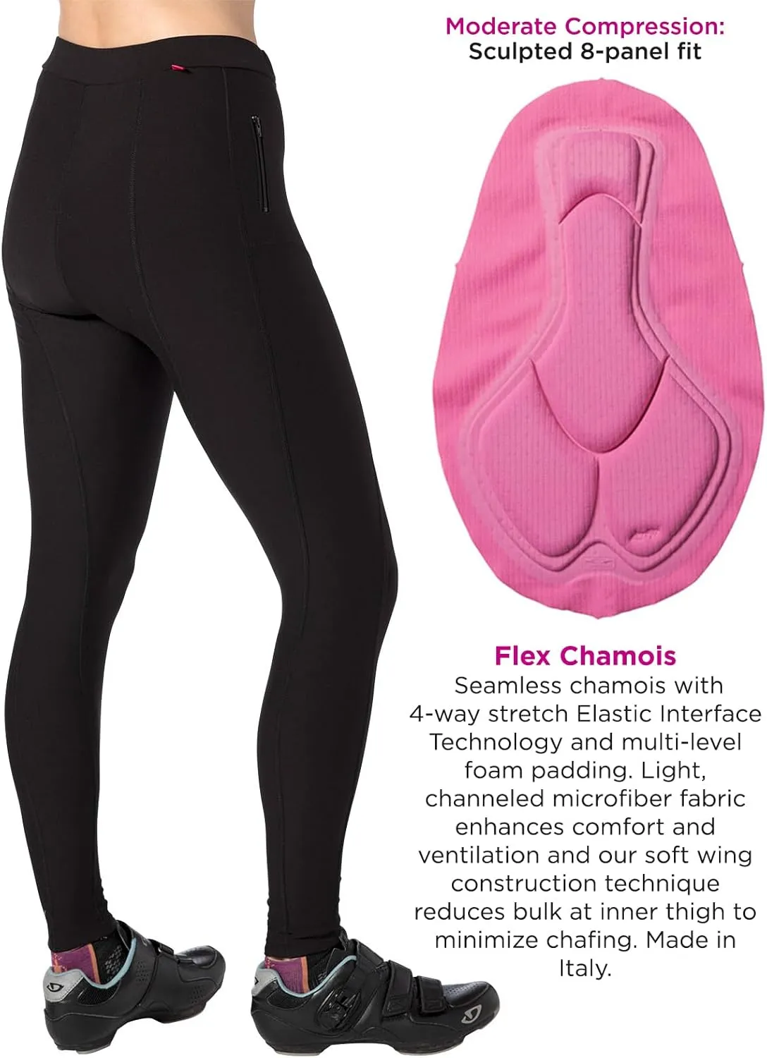 Terry Cycling Padded Bike Pants Womens Coolweather Tight Petite 27" Warm Fleece Leggings For Women With Padding Pocket